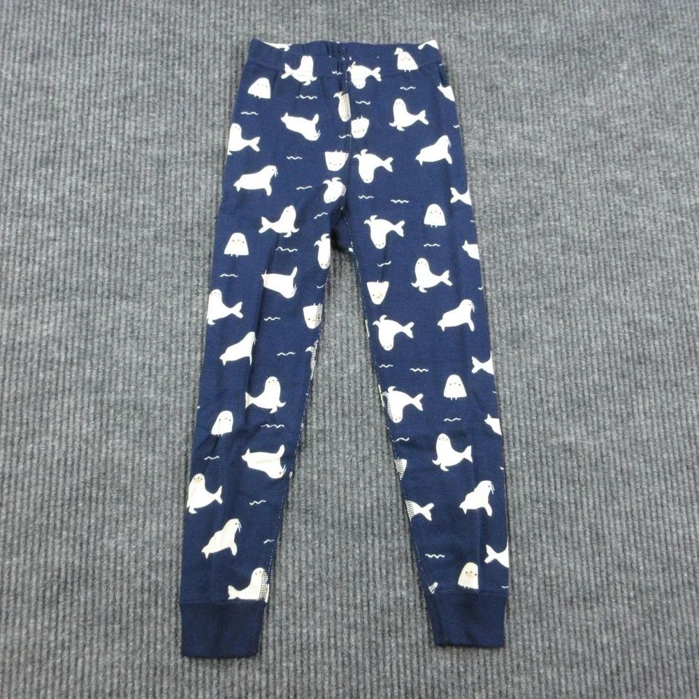 Hanna Andersson Pajama Set Kids 5 Years Blue Seal Animal Print Jersey NWT